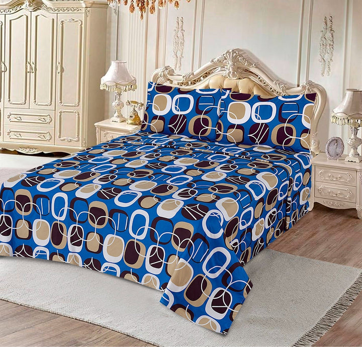 Retro Blue 3Pcs Printed Cotton Punch